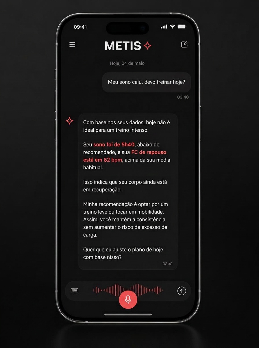 Conversa por texto e áudio com a METIS